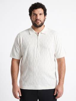 UNSTD - Men White Plus Size Polo T-Shirt