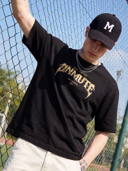 max - Urb_N Black Men Oversized Printed T-Shirt