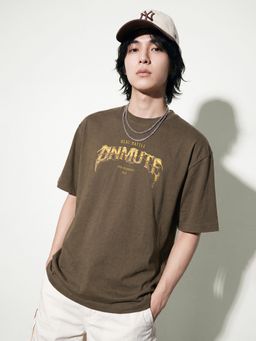 max - Urb_N Brown Men Oversized Printed T-Shirt