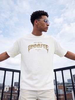 max - Urb_N White Men Oversized Printed T-Shirt