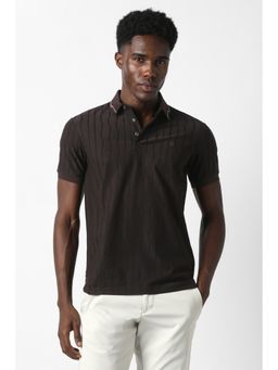 Van Heusen - Men Dark Purple Textured Polo T-Shirt