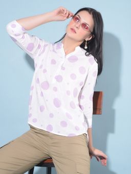 CRIMSOUNE CLUB - Women Purple Polka Dots Top