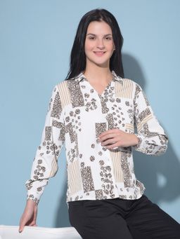 CRIMSOUNE CLUB - Women White Printed Shirt