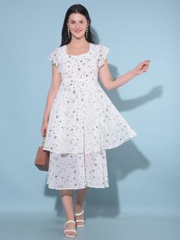 CRIMSOUNE CLUB - Women Green Polka Dots A-Line Dress