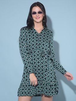 CRIMSOUNE CLUB - Women Green Printed A-Line Dress (Set of 2)