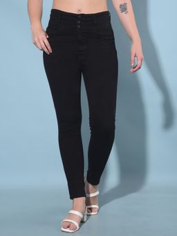 CRIMSOUNE CLUB - Women Black Skinny High Waist Jeans