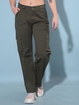 CRIMSOUNE CLUB - Women Olive Cargo Trousers