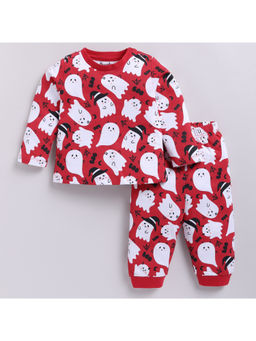 Snuggly Monkey - Red Ghost Print Top with Pyjama