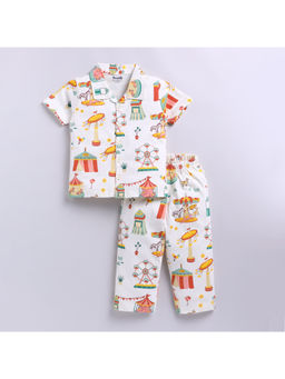 Snuggly Monkey - White Carnival Print Shirt with Pyjama