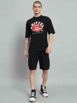 Griffel - Oversized Black Graphic Lip Print Co-Ord Set