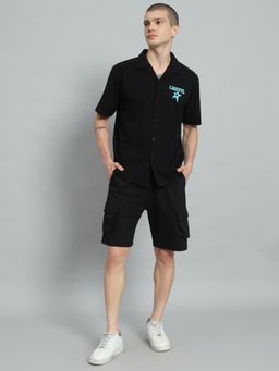 Griffel - Men Star Back Print Black Co-Ord Set