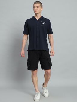 Griffel - Men Star Back Print Navy Blue Co-Ord Set