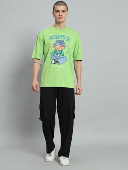 Griffel - Men Neon Green Oversized Graphic Co-Ord Set