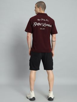 Griffel - Men Maroon Printed Co-Ord Set