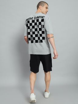 Griffel - Men Grey Oversized Chessboard Back Print Co-Ord Set