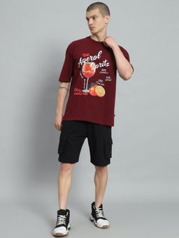 Griffel - Men Maroon Oversized Aperol Spritz Graphic Co-Ord Set