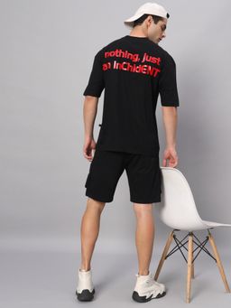 Griffel - Men Black Oversized Back Typography Print Co-Ord Set