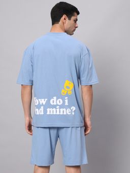 Griffel - Men Light Blue Back Print Co-Ord Set