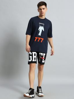 Griffel - Men Navy Blue Typography Co-Ord Set