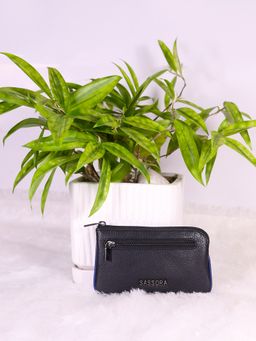 Sassora - Black Premium Leather Medium Key Case Pouch for Men and Women
