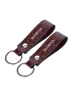 Sassora - Brown Premium Leather Keychain Key Ring Holders (Pack Of 2)