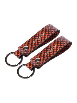 Sassora - Orange Premium Leather Keychain Key Ring Holders (Pack Of 2)
