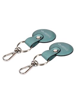 Sassora - Blue Premium Leather Round Shape Key Holder Gift Set (Pack Of 2)