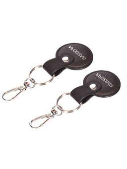 Sassora - Dark Brown Premium Leather Round Shape Key Holder Gift Set (Pack Of 2)