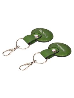 Sassora - Green Premium Leather Round Shape Key Holder Gift Set (Pack Of 2)