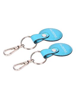 Sassora - Blue Premium Leather Round Shape Key Chain Gift Set (Pack Of 2)