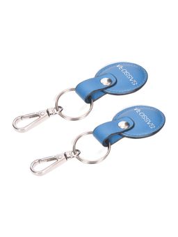 Sassora - Blue Premium Leather Round Shape Key Chain Gift Set (Pack Of 2)