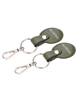 Sassora - Green Premium Leather Round Shape Key Chain Gift Set (Pack Of 2)