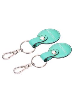Sassora - Green Premium Leather Round Shape Key Chain Gift Set (Pack Of 2)