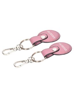 Sassora - Light Pink Premium Leather Round Shape Key Chain Gift Set(Pack Of 2)