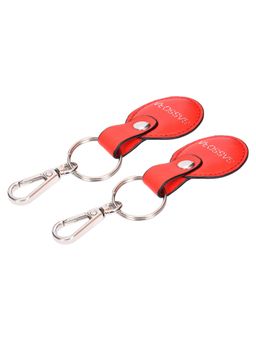 Sassora - Red Premium Leather Round Shape Key Chain Gift Set (Pack Of 2)