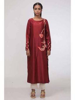CHHAYA MEHROTRA - Hand Embroidered Maroon Kurta