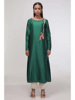 CHHAYA MEHROTRA - Hand Embroidered Bottle Green Kurta