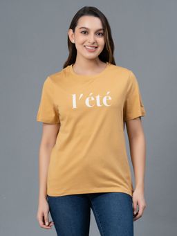 Mode by Red Tape - Khakhi Graphic Pure Cotton Women's T-Shirt