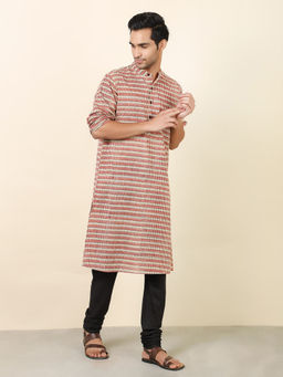 Fabindia - Cotton Self Design Slim Fit Long Kurta