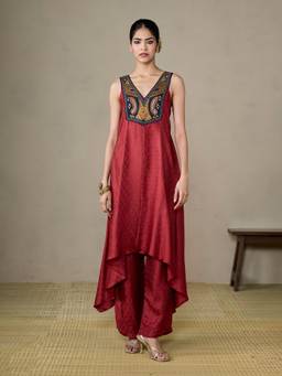 Ritu Kumar - Palette Red Kurta With Palazzo