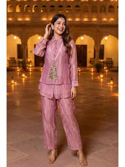 WOOMN - Pink Salsa Crush Embellished Co-Ords Set