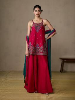 Ritu Kumar - Idika Pink Kurti With Palazzo And Dupatta