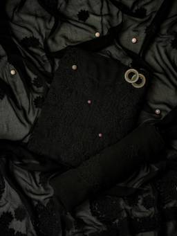 ADA - Lucknowi Chikankari Black Georgette Unstitched Kurta and Pant with Dupatta