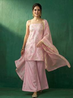 AVANSHEE - Women Pink Silk Blend Embroidered Kurta with Pant and Dupatta