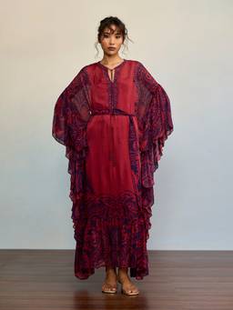 Ritu Kumar - Alpana Maroon Kaftan With Camisole