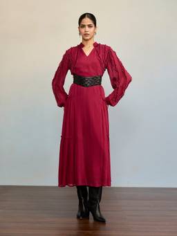 Ritu Kumar - Labyrinth Solid Red Dress