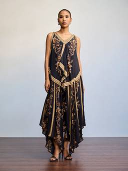 Ritu Kumar - Jardin Print Black Dress