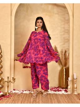 Rangpur - Pink Gulab Floral Kurta and Palazzo