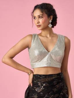 Mohey - Grey Georgette with Sequin Detail Blouse
