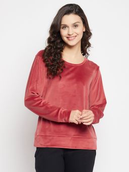 Clovia - Chic Basic Sweatshirt in Red Velour